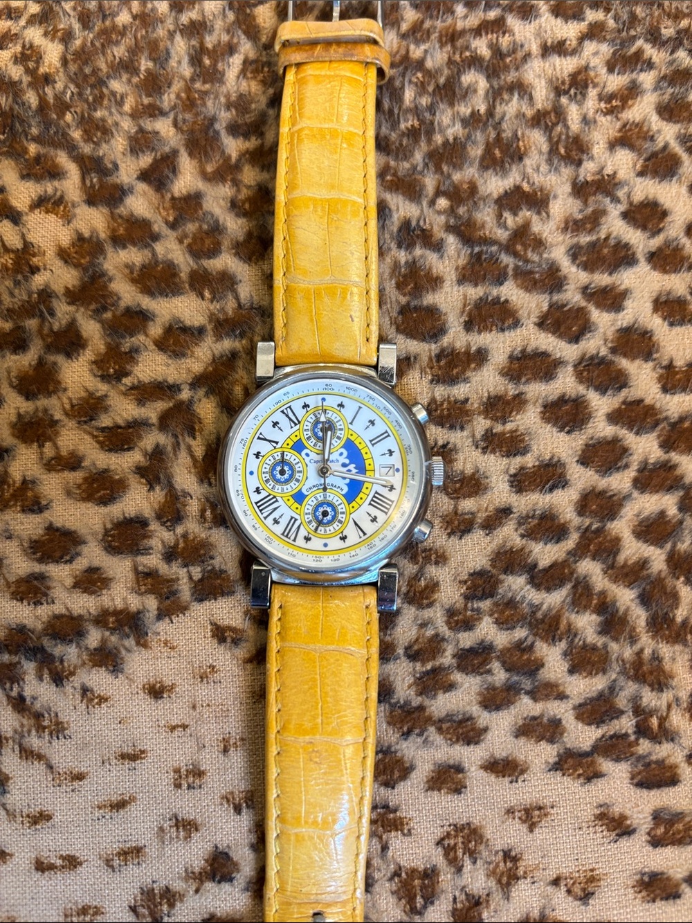 Vintage Capri watch by Salvio Staiano ,Strap stamp Vera Pelle = genuine leather